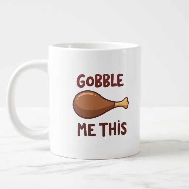 Thanksgiving Turkey Gift Funny Large Coffee Mug (Left)