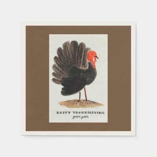 Thanksgiving Turkey Gobble Gobble  Napkin (Front)
