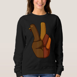 Thanksgiving Turkey Hand Peace Sign  Boys Kids Tee