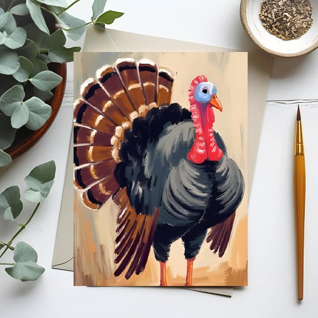 Thanksgiving Turkey | Happy Thanksgiving Painted Holiday Postcard (Creator Uploaded)