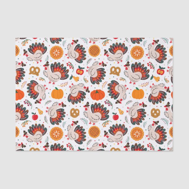 Thanksgiving Turkey, Harvest and Treats Tissue Paper (Front)