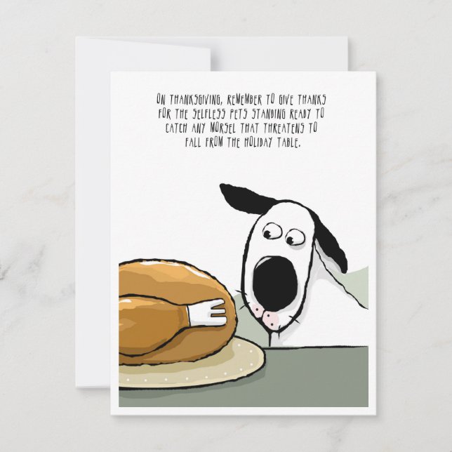 Thanksgiving Turkey Has Help from Family Dog Holiday Card (Front)
