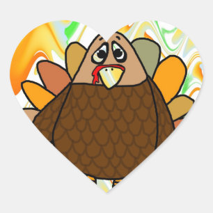 Thanksgiving Turkey Heart Sticker