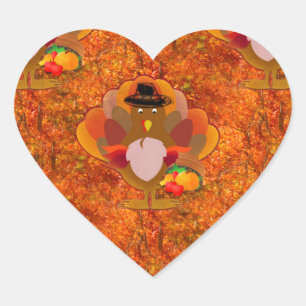 thanksgiving turkey heart sticker