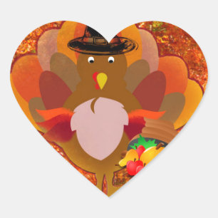 thanksgiving turkey heart sticker
