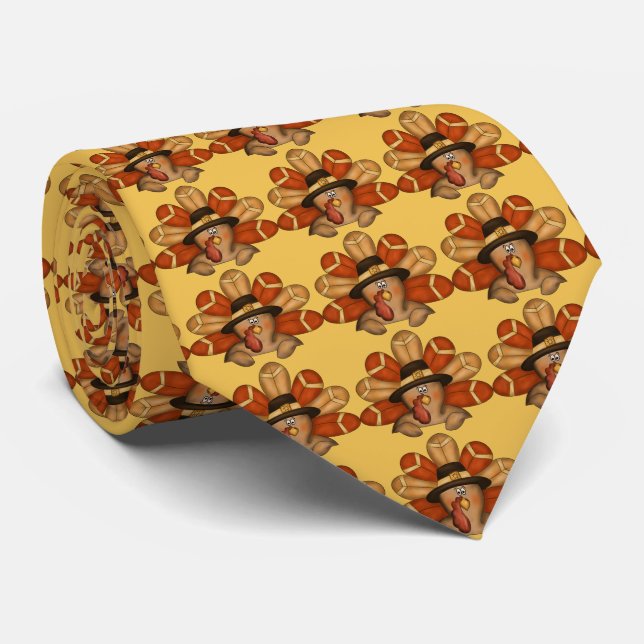 Thanksgiving Turkey Holiday pattern tie (Rolled)