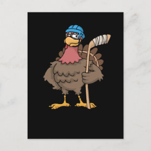 Thanksgiving Turkey Ice Hockey Gift Turkey Postcard