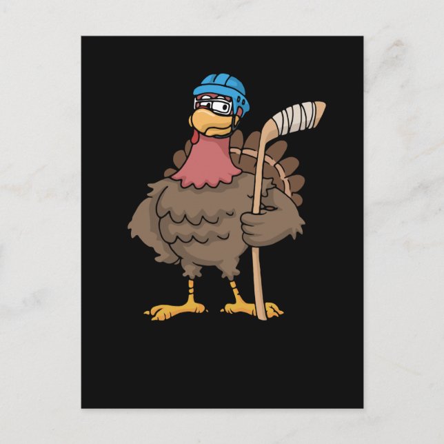 Thanksgiving Turkey Ice Hockey Gift Turkey Postcard (Front)