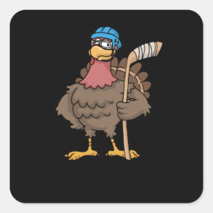 Thanksgiving Turkey Ice Hockey Gift Turkey Square Sticker