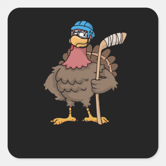 Thanksgiving Turkey Ice Hockey Gift Turkey Square Sticker (Front)
