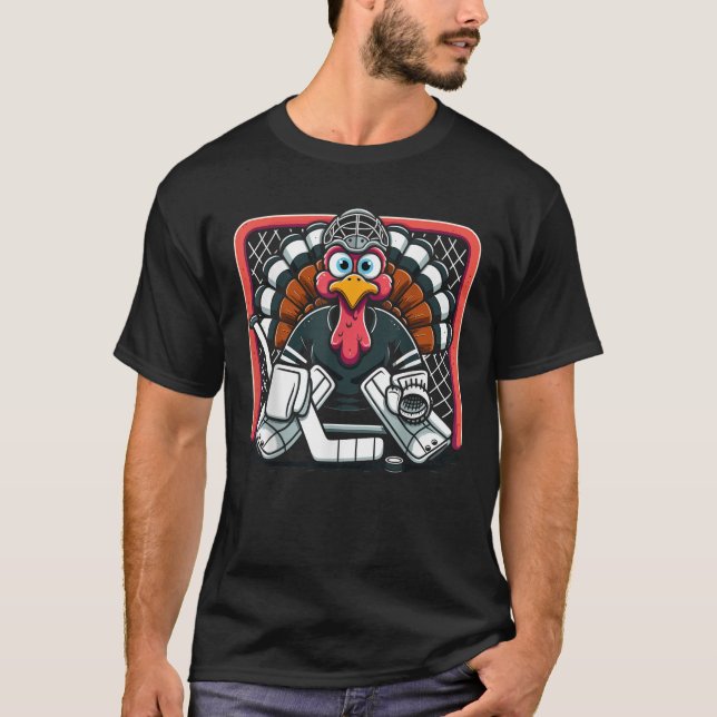 Thanksgiving Turkey Ice Hockey Goalie Youth Boys T T-Shirt (Front)