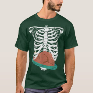 Thanksgiving turkey in ribcage skeleton Xray  T-Shirt
