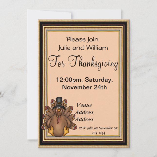 Thanksgiving Turkey Invitation (Front)
