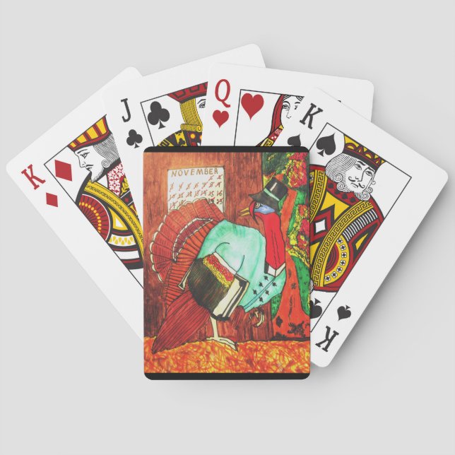 THANKSGIVING TURKEY JOKE playing cards (Back)