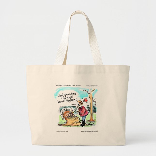 Thanksgiving Turkey Living Will Funny Gifts & Card Large Tote Bag (Front)