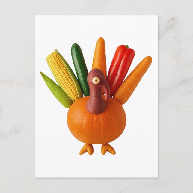Thanksgiving Turkey Made of Vegetables Postcard (Front)