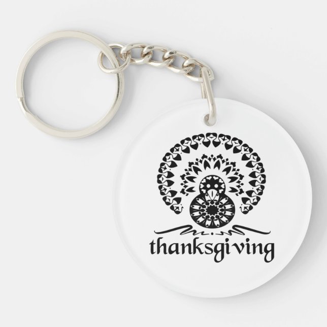 Thanksgiving-  Turkey Mandala Key Ring (Front)