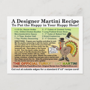Thanksgiving Turkey Martini Recipe Postcard
