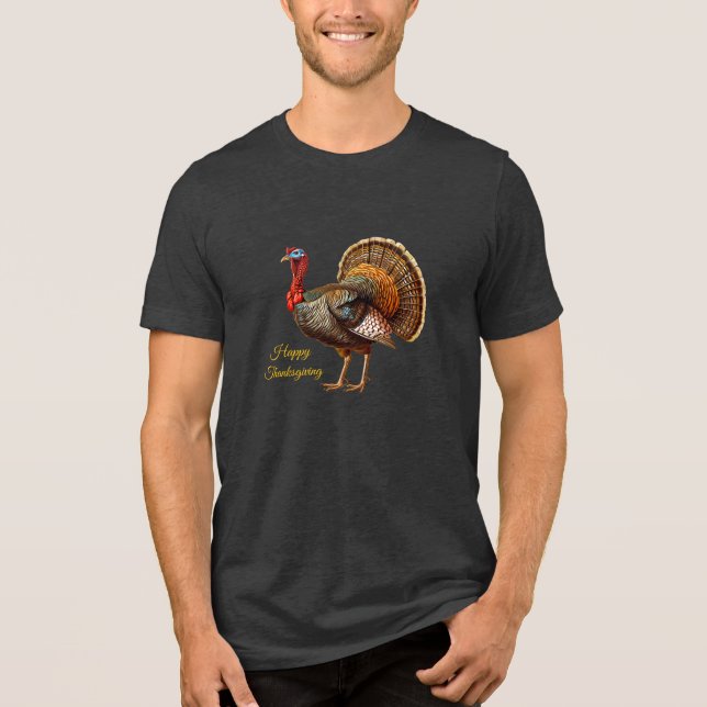 Thanksgiving Turkey Men's T-Shirt Tri-Bl Tri-Blend Shirt (Front)