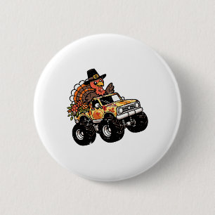 Thanksgiving Turkey Monster Truck Fall Toddler Boy 6 Cm Round Badge