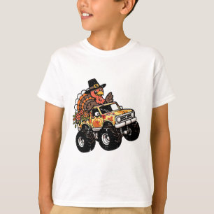 Thanksgiving Turkey Monster Truck Fall Toddler Boy T-Shirt