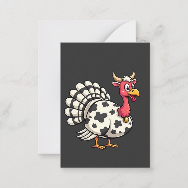 Thanksgiving Turkey Moo Cow Head Funny Fall Family Card (Front)