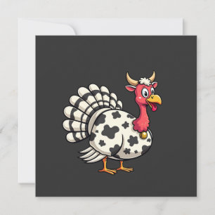 Thanksgiving Turkey Moo Cow Head Funny Fall Family Save The Date