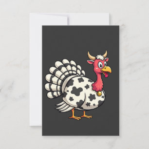Thanksgiving Turkey Moo Cow Head Funny Fall Family Thank You Card