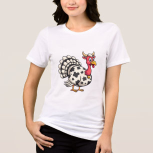 Thanksgiving Turkey Moo Cow Head Funny Fall Family Tri-Blend Shirt