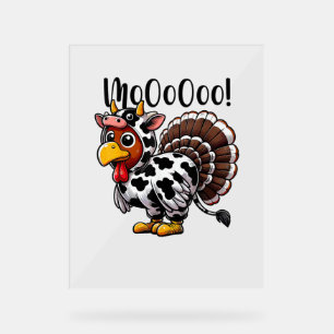 Thanksgiving Turkey Moo Cow Head Funny Fall Men Wo Acrylic Sign