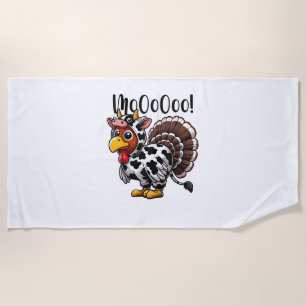 Thanksgiving Turkey Moo Cow Head Funny Fall Men Wo Beach Towel