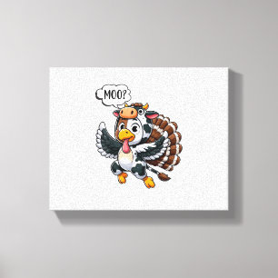 Thanksgiving Turkey Moo Cow Head Funny Fall Men Wo Canvas Print