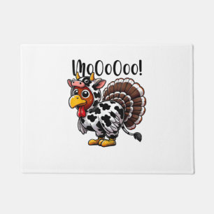 Thanksgiving Turkey Moo Cow Head Funny Fall Men Wo Doormat