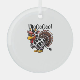 Thanksgiving Turkey Moo Cow Head Funny Fall Men Wo Glass Tree Decoration