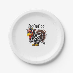 Thanksgiving Turkey Moo Cow Head Funny Fall Men Wo Paper Plate