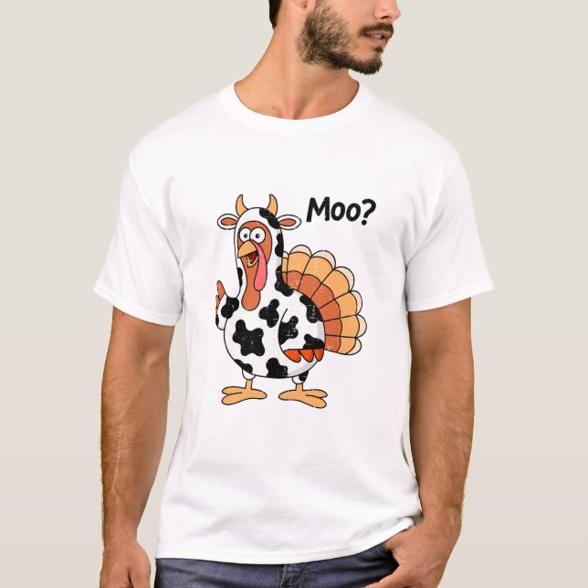 Thanksgiving Turkey Moo T-Shirt (Front)