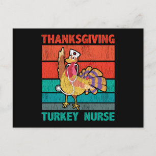 Thanksgiving Turkey Nurse Funny Retro Nurse Gift Postcard