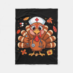 Thanksgiving Turkey Nurse Nursing Women Girl Fall Fleece Blanket