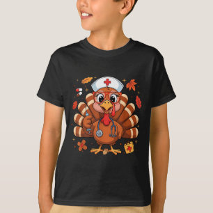 Thanksgiving Turkey Nurse Nursing Women Girl Fall  T-Shirt