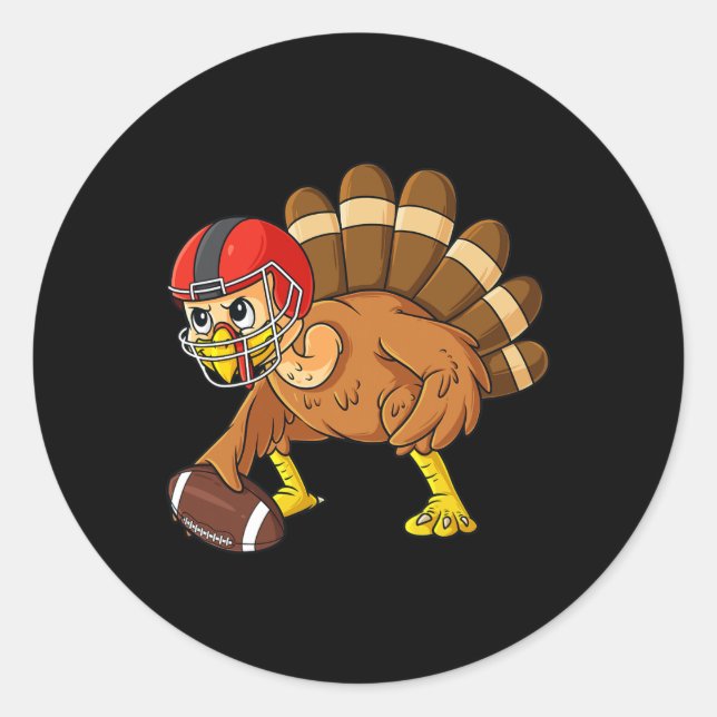 Thanksgiving Turkey Offensive Centre Football Boys Classic Round Sticker (Front)