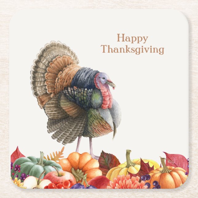 Thanksgiving Turkey Paper Coaster (Front)