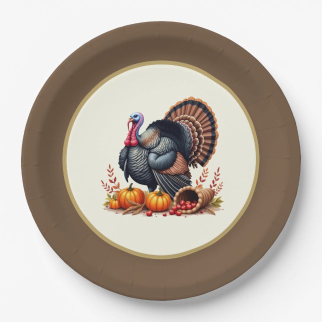 Thanksgiving Turkey  Paper Plate (Front)