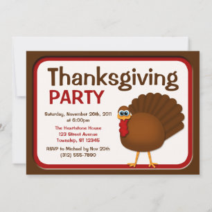 Thanksgiving Turkey Party Invitations