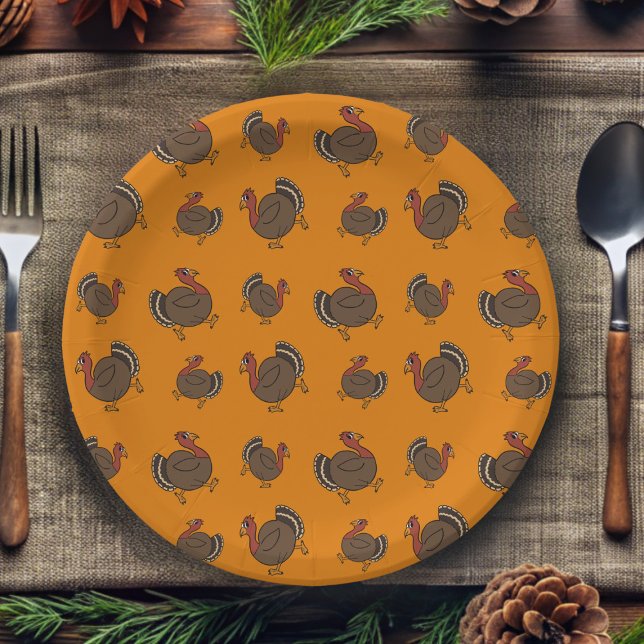 Thanksgiving Turkey Pattern Paper Plate (Fun turkey pattern paper plate perfect for Thanksgiving)