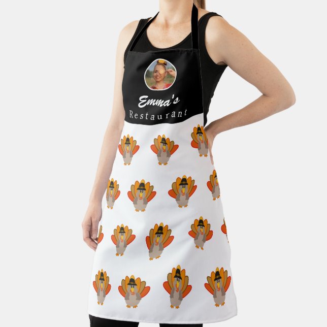 Thanksgiving turkey Personalised photo or logo Apron (Insitu)