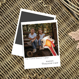 Thanksgiving Turkey Photobomb Family Photo Holiday Card