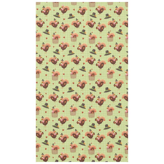 Thanksgiving Turkey & Pilgrim Hat Tablecloth (Front)