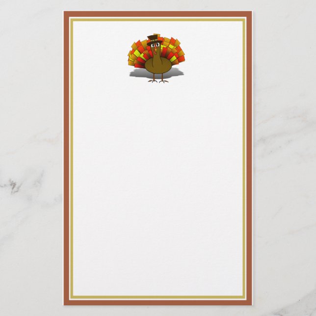 Thanksgiving Turkey Pilgrim Stationery (Front)