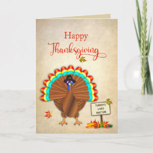Thanksgiving Turkey Protesting Humour Wingspread Card