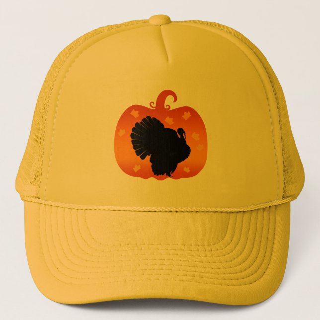 THANKSGIVING TURKEY PUMPKIN FALL SEASON TRUCKER HAT (Front)